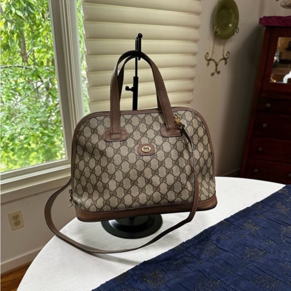 Gucci Ophidia Dome Brown & Beige Coated Canvas Monogram Two-Way Bag Medium